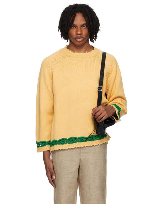 Bode Black Daisy Garland Sweater for men
