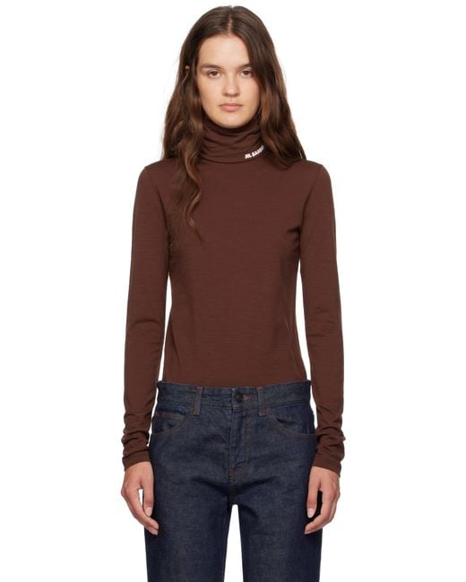 Jil Sander ブラウン ライトウェイト ウールブレンド ハイネック トップス Multicolor