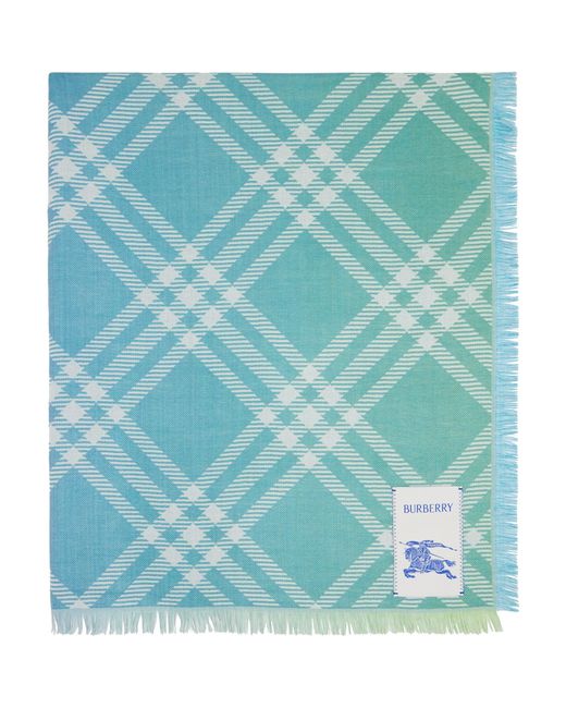 Burberry Blue Gradient Check Wool Silk Scarf