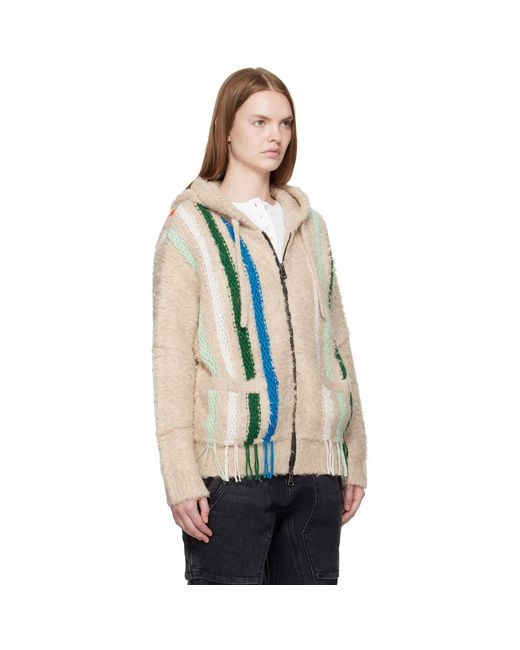 ANDERSSON BELL Black Off- Reverse Stripe Knit Hoodie