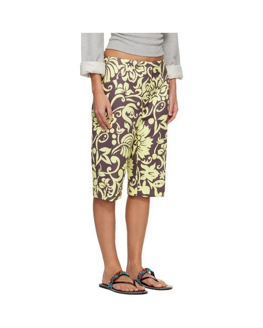 Dries Van Noten Natural Patterned Shorts