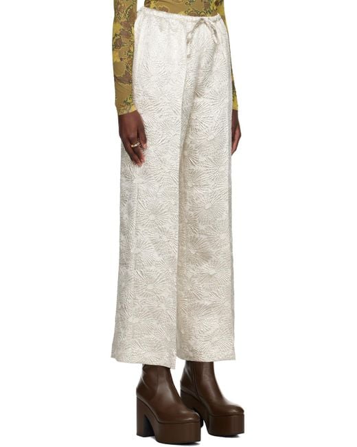 着心地ゆったり♪【Dries Van Noten】フローラル トラウザーズ Dries Van Noten シルバー フローラル トラウザーズ ナチュラル