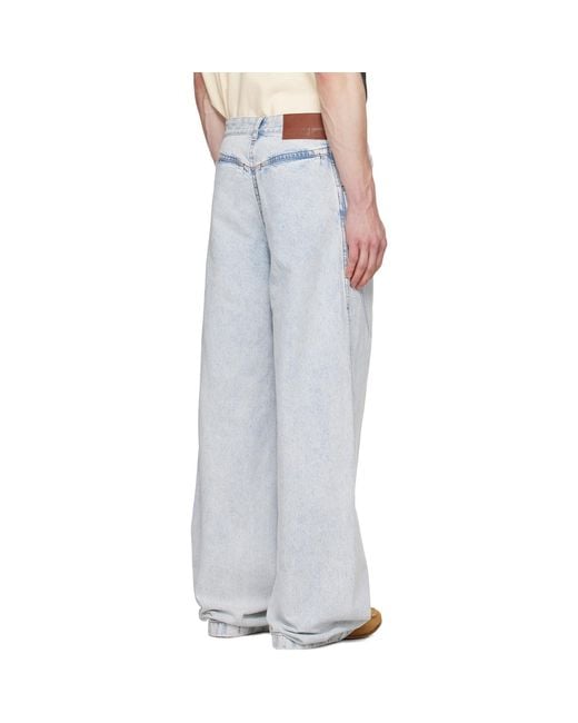 Louis-Gabriel Nouchi Black Straight-Leg Light-Wash Pleats Jeans for men