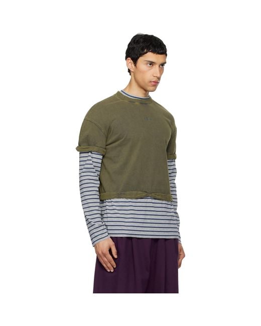we11done Gray Layered Stripe Long-Sleeve T-Shirt for men