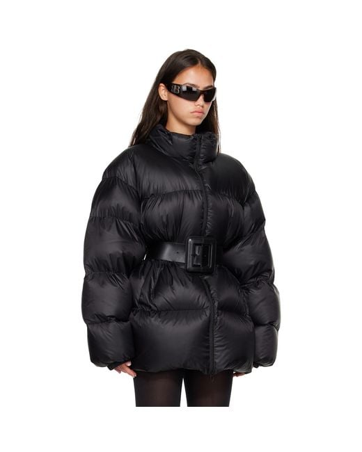 Balenciaga Black Belted Hourglass Short Puffer Down Jacket