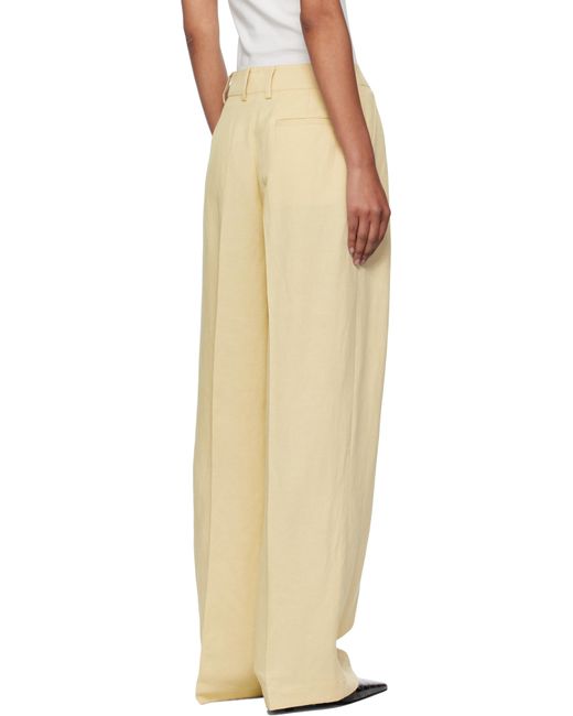 Frankie Shop Natural Daytona Pleated Linen Trousers