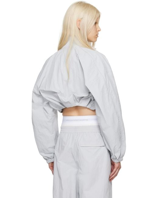 Alexander Wang グレー&ホワイト ボレロ ボンバージャケット White