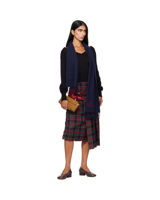 Vivienne Westwood Blue Embroidered Scarf