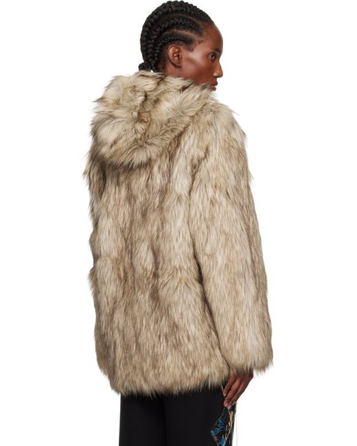 OPEN YY Hood Reversible Faux-Fur Jacket in Natural | Lyst