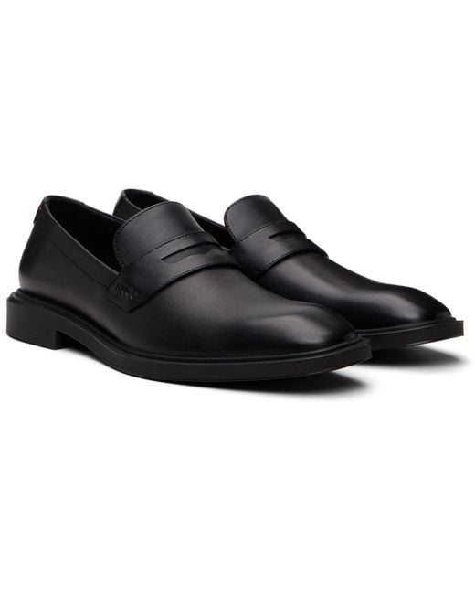 HUGO Black Penny Trim Loafers for men
