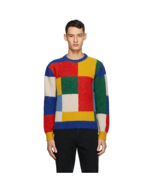 Drake's Multicolor Brushed Primary Colorblock Sweater for men