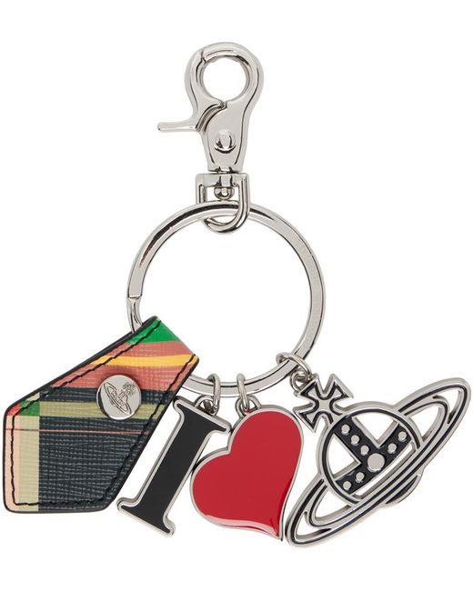 Porte-clés 'i love orb' argenté à patte à motif tartan Vivienne Westwood en coloris Multicolor