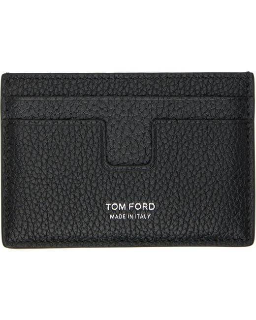 Tom Ford Black Grain Leather Classic Card Holder for men
