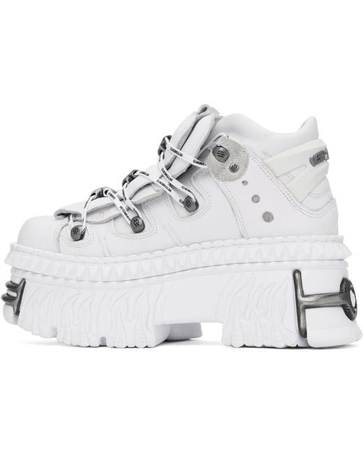 メンズ Vetements New Rockエディション ホワイト プラットフォーム スニーカー Black