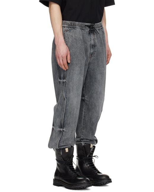メンズ Juun.J ブルー トラック ジョガー デニム スウェットパンツ Black