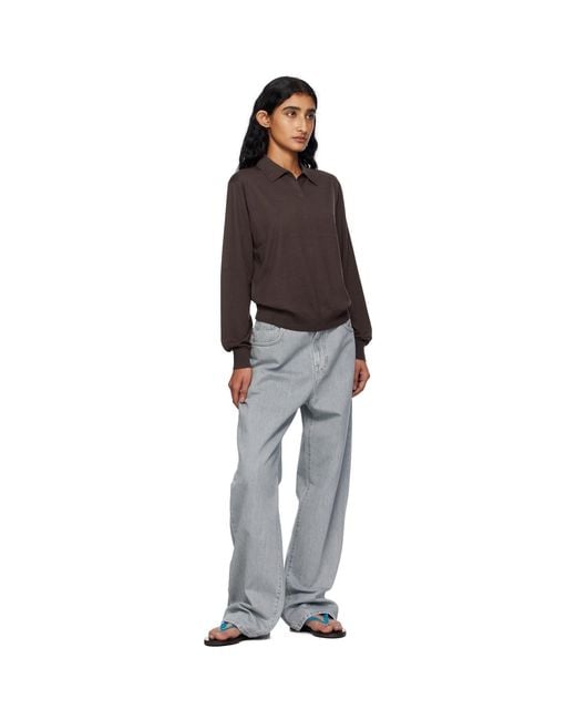 6397 Brown Long Sleeve Polo
