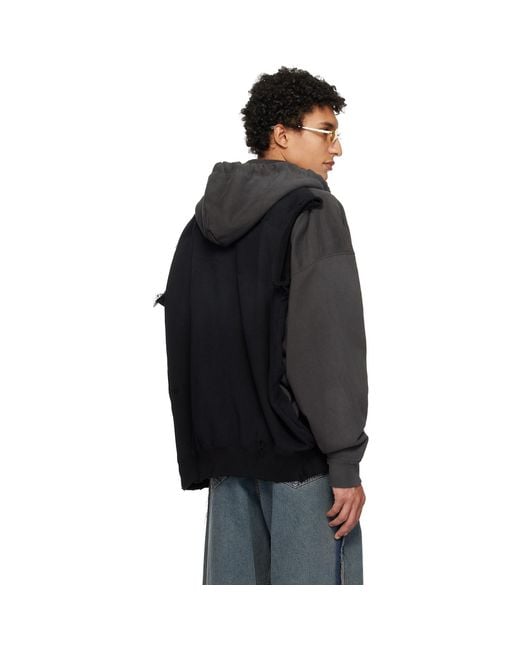 Maison Mihara Yasuhiro Black Pullover Combined Hoodie for men