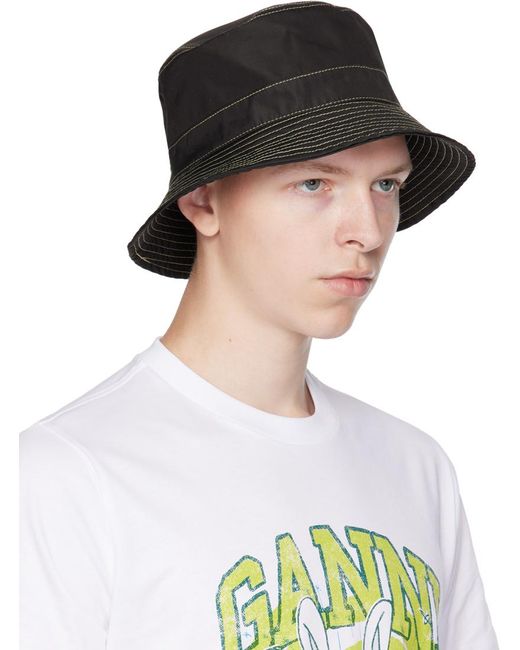 Ganni Multicolor Black Stitch Bucket Hat for men