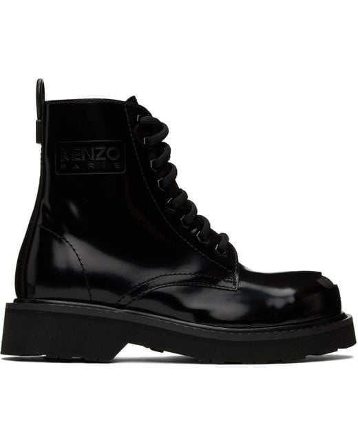 KENZO Black Smile Lace-up Boots