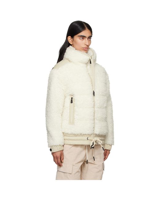 Blouson Blanc Cassé En Peau Retournée Synthétique Rembourré En Duvet Moncler en coloris Natural