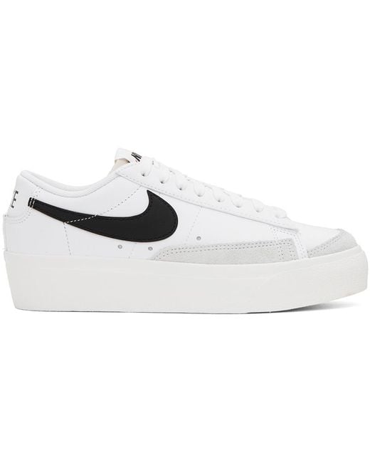Nike White & Black Blazer Low Platform Sneakers