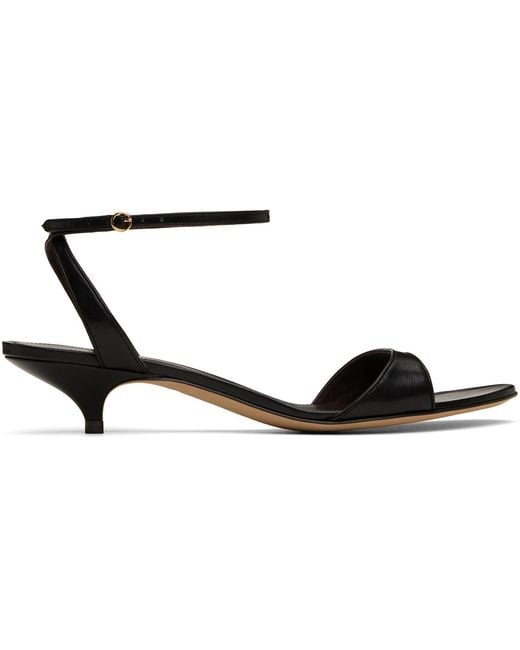 The Row Black Vika Ankle Strap Kitten Heeled Sandals