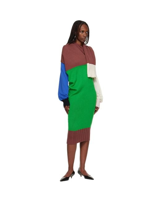 Issey Miyake Green November Sleeves Collection Midi Dress