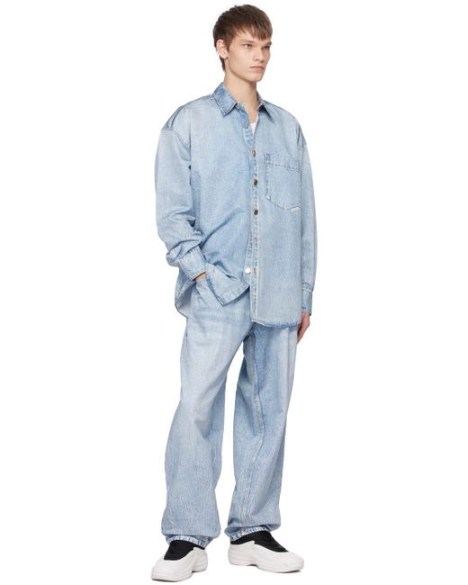 Pantalon de survêtement bleu à logo et effet trompe l'œil imprimés Alexander Wang pour homme en coloris Blue