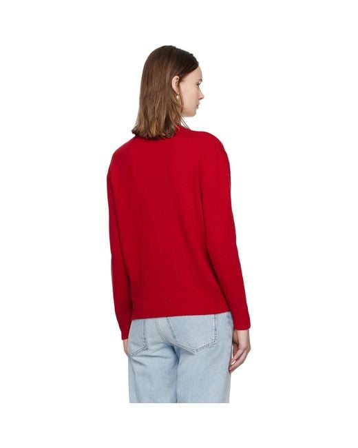 Valentino Red Wool 'Chez & Panther Embroidery Sweater