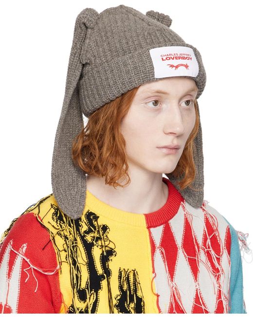 Charles Jeffrey Red Ssense Exclusive Ears Beanie for men