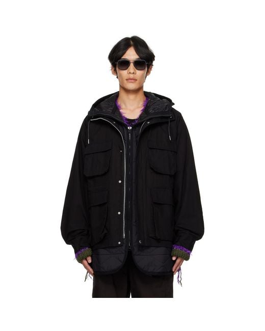Sacai Black Rip Stop Blouson Jacket for men
