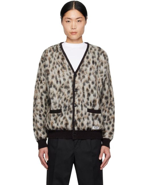 Wacko Maria Black Off- Leopard Cardigan for men