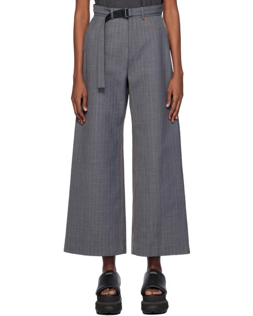 Pantalon gris à rayures Sacai en coloris Black