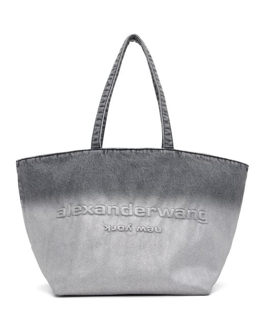 Alexander Wang Gray Denim Punch Large Tote