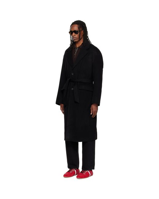 Wooyoungmi Black Wool Cashmere Coat for men
