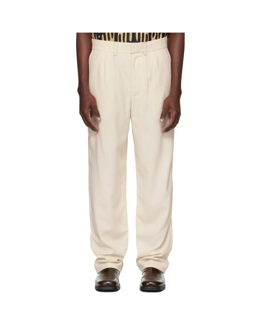 Commas Natural Off- Textured Tailored Trousers for men