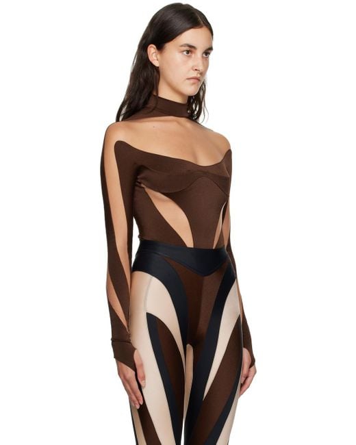 Mugler Black Brown Illusion Bodysuit
