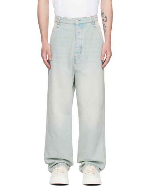 AMI White Blue Alex Fit Jeans for men