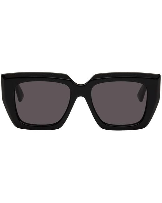 Bottega Veneta Black Rectangular Angular Sunglasses