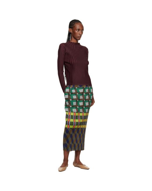 Pleats Please Issey Miyake Red Burgundy Rib Pleats January Top