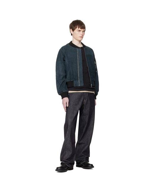 Deadwood Blue Bofinger Suede Bomber Jacket for men