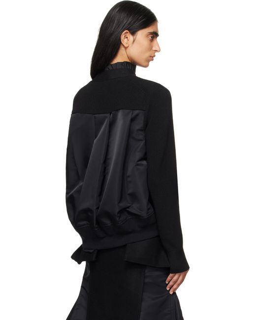 Sacai ナイロンツイル X ニット カーディガン ブラック | Lyst