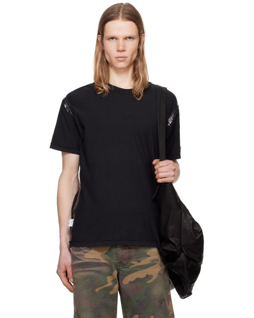 メンズ ALEXANDER DIGENOVA ブラック シームテープ ロゴ Tシャツ Black