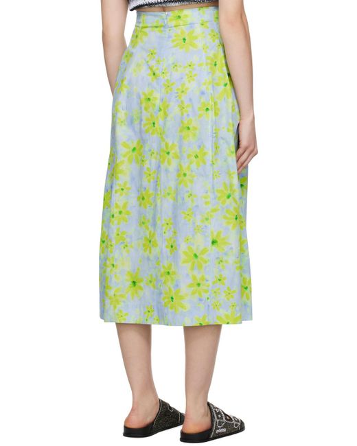 Marni Green Blue Graphic Midi Skirt