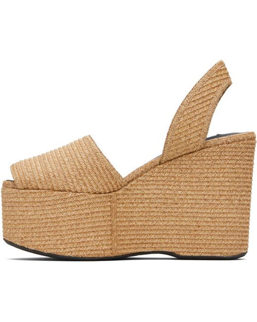 Sandales À Talon Compensé Beiges En Papier Paille Alaïa en coloris Black