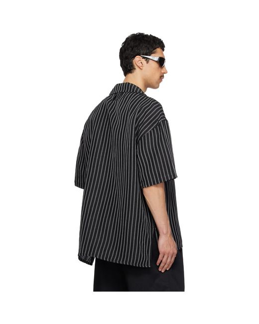 Willy Chavarria Black Camp Collar S/S Shirt for men