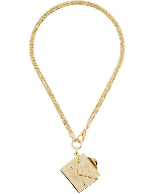 Vivienne Westwood Natural Gold Valentines Envelope Necklace for men
