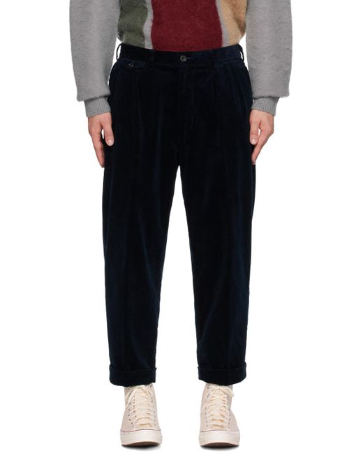 Pantalon bleu marine à plis Beams Plus pour homme en coloris Black