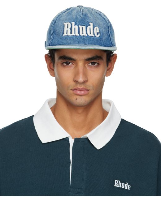 Rhude Blue Logo Denim Cap for men