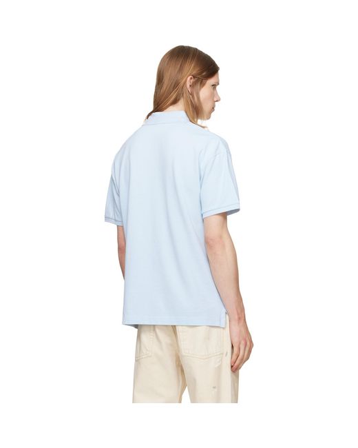Palm Angels Blue Curved Logo Polo for men